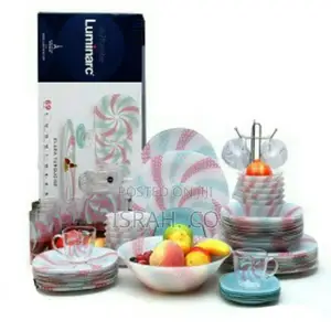 Luminarc Elara Turquoise Plate Dinner Set (69 Pcs),Pink.