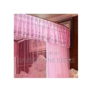 Luxurious Mosquito Net With 2 Stand, Rail Bed Net - Pink