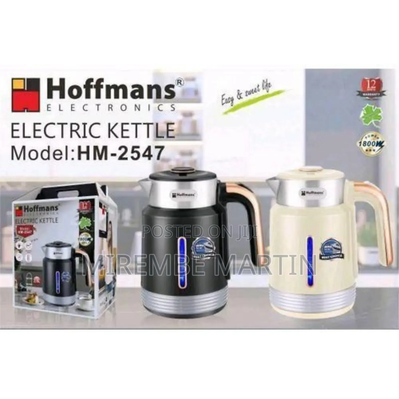 Hoffmans Electric Kettle and Milk Boiler Kettle - Black