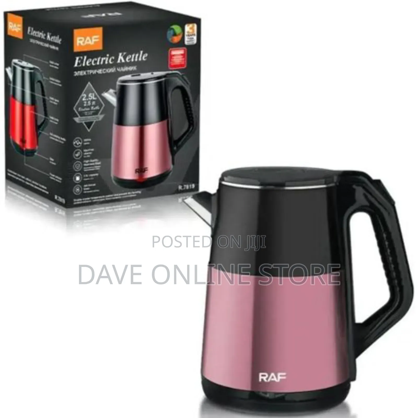 RAF 2.5L Electric Stainless Steel Cordless Kettle .