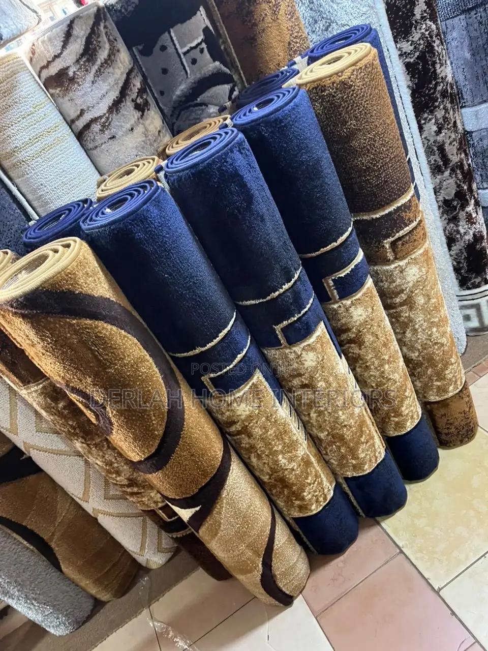 Paris Carpets in Navy Blue and Brown