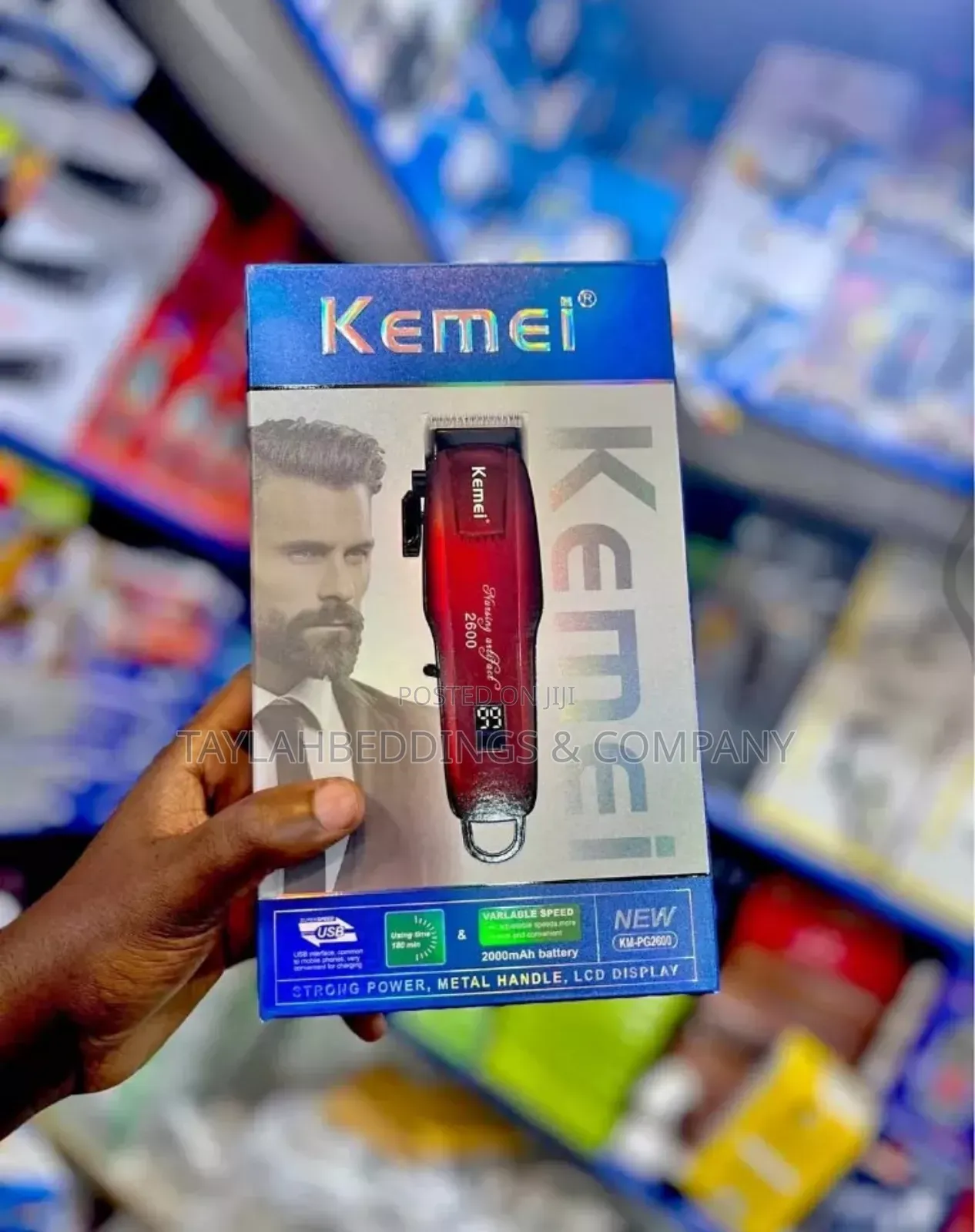 Kemei Professional Cordless Hair Clipper (Red)