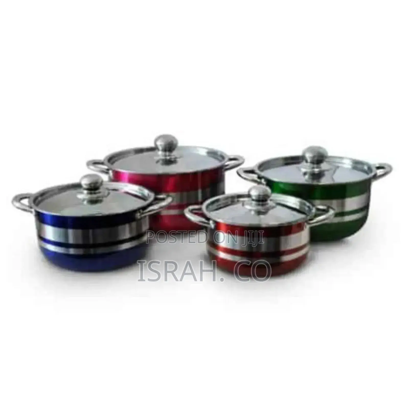 8 Piece Stainless Saucepans Cookware Pots, Multi-Colours