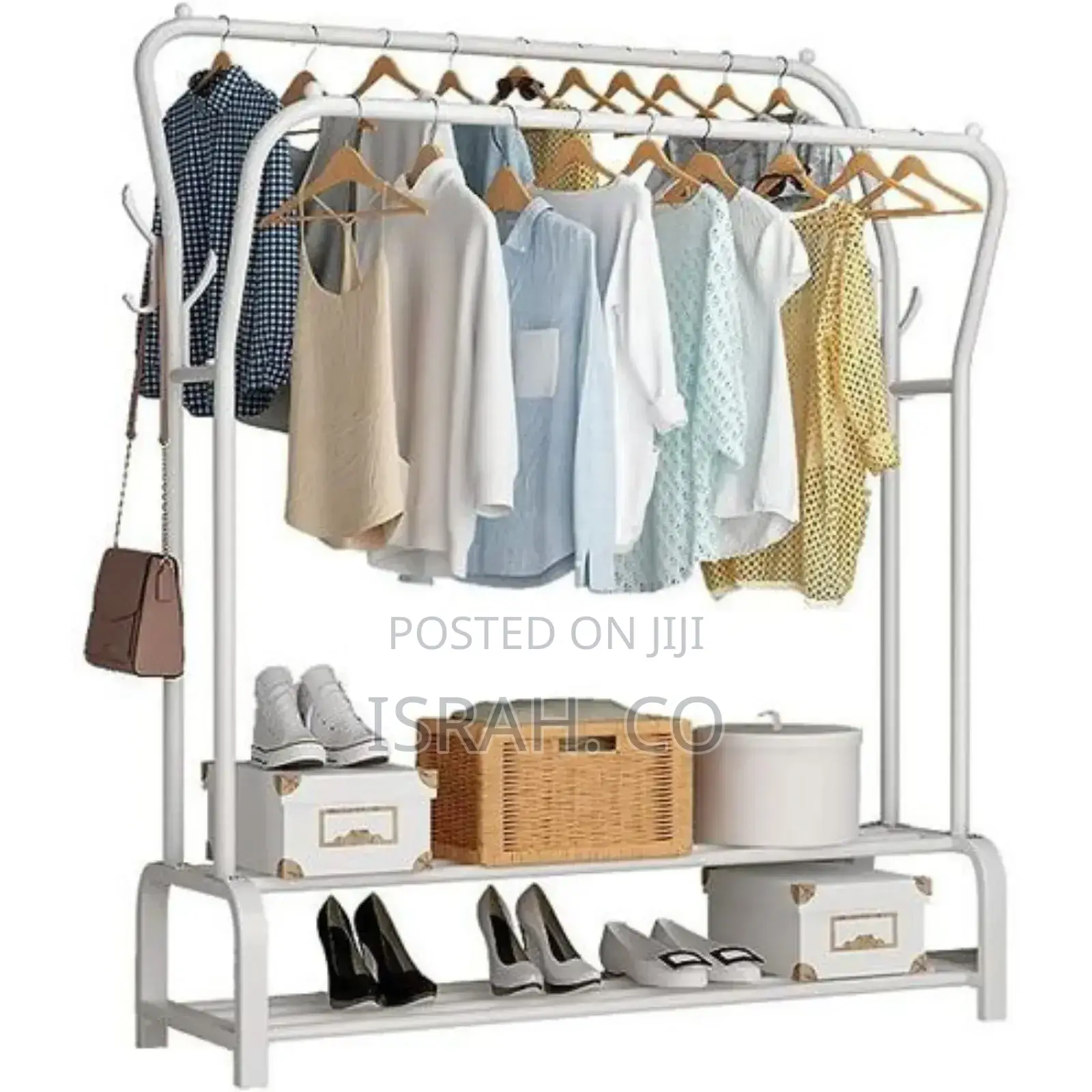 Carbon Steel Double Pole Coatrack Indoor Clothes Drying Rail