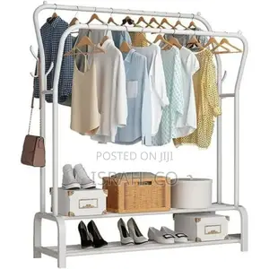 Carbon Steel Double Pole Coatrack Indoor Clothes Drying Rail