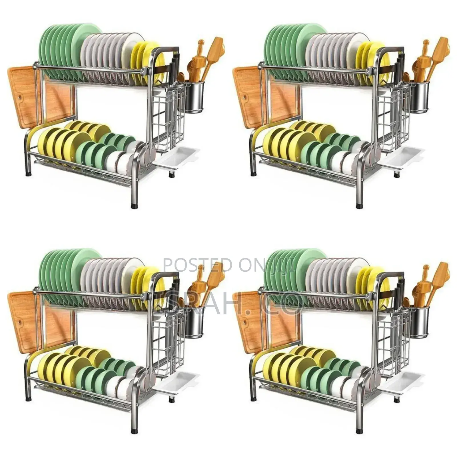2 Tier Plate Dish Drying Draining Rack Storage Organizer