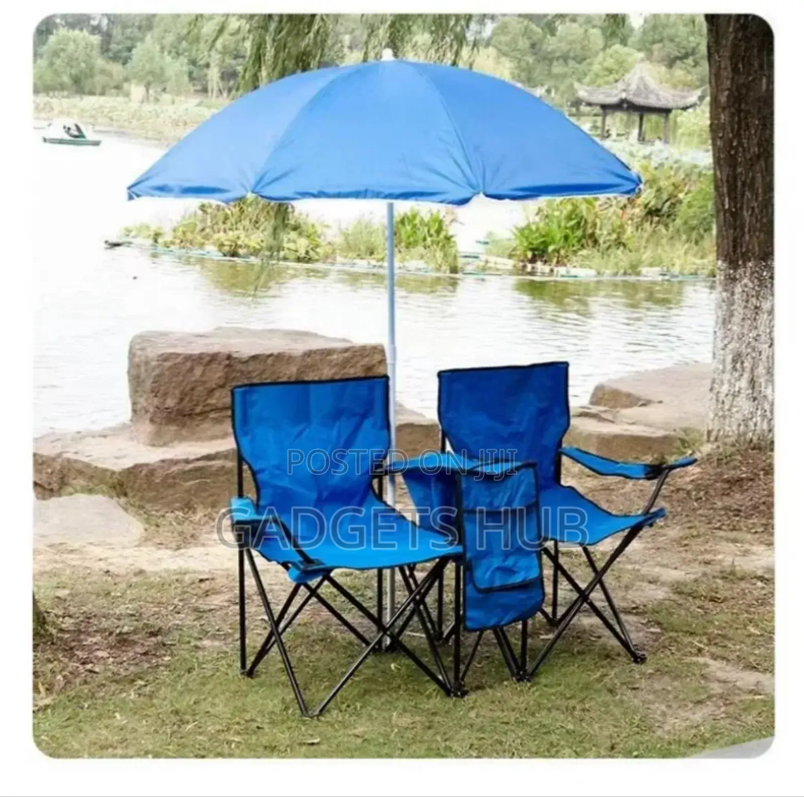 Portable Folding Double Seat Camping Chair Set With Canopy