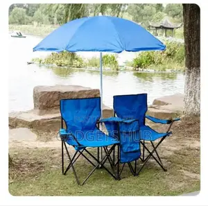 Portable Folding Double Seat Camping Chair Set With Canopy
