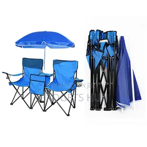Portable Folding Double Seat Camping Chair Set With Canopy