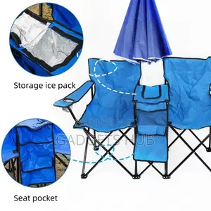 Portable Folding Double Seat Camping Chair Set With Canopy