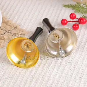 Christmas Bells Santa Hand Rattle Wood Handle Metal Bell
