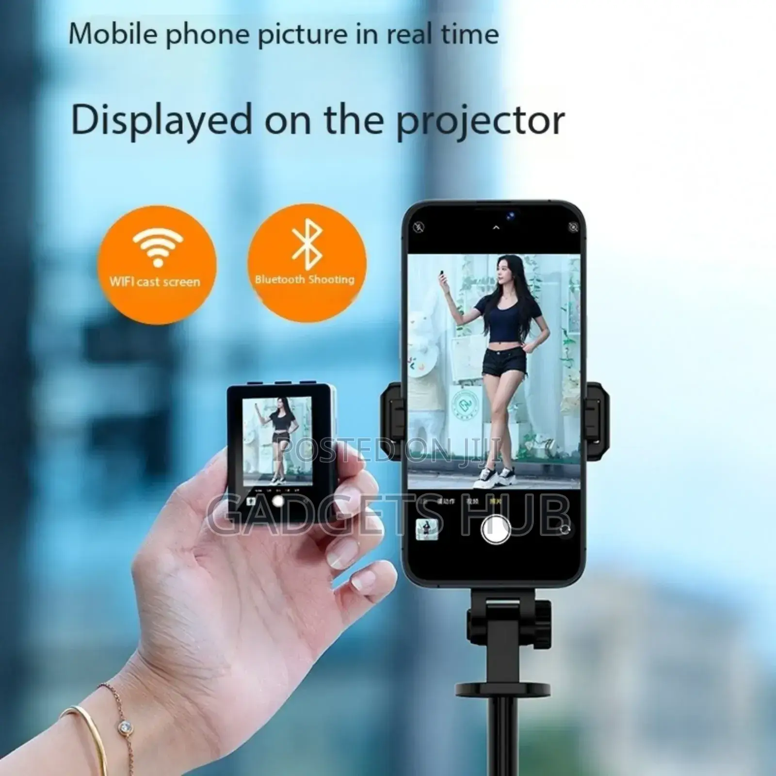Wifi Remote Selfie Tripod With Projector
Display