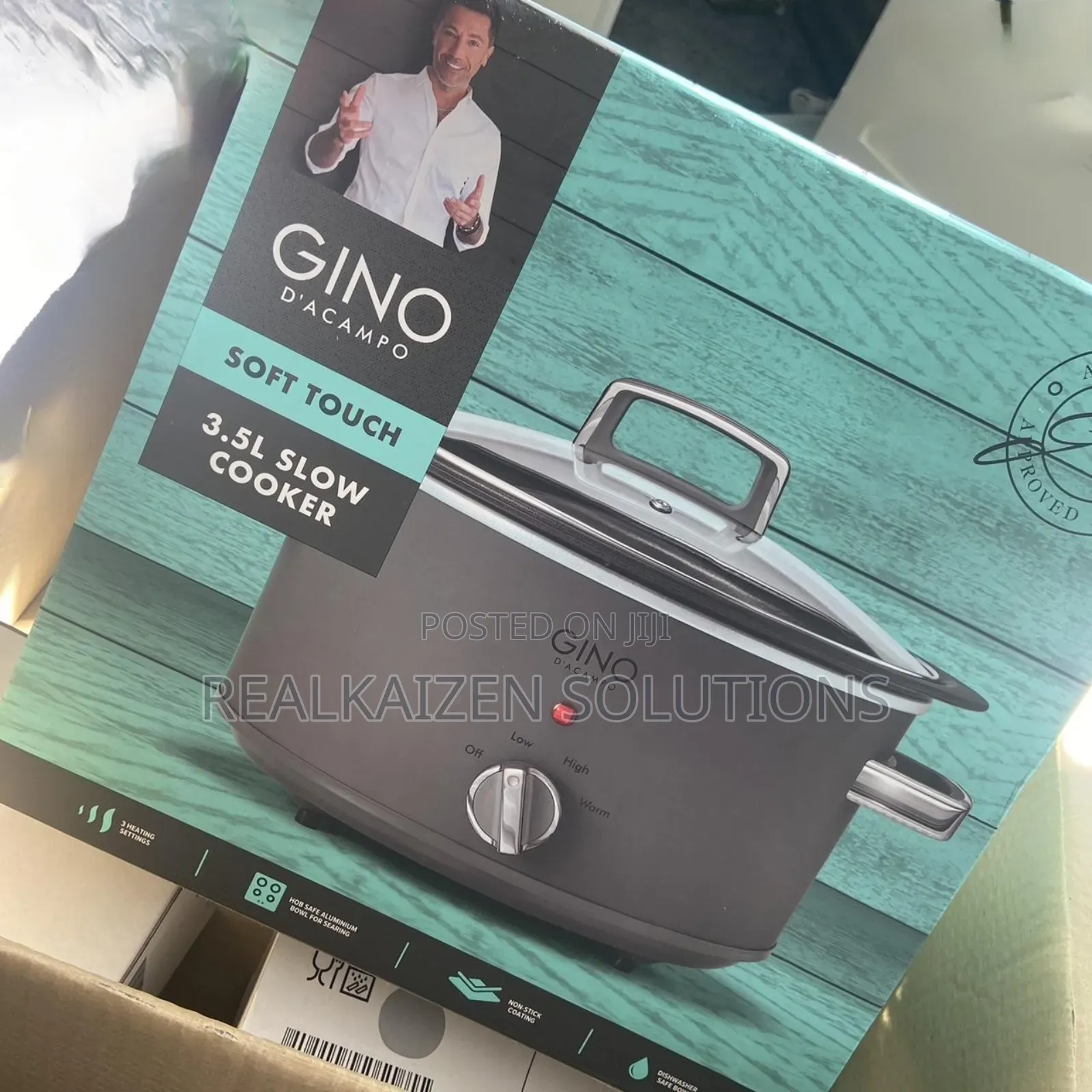 UK GINO d'ACAMPO 3.5L Soft-Touch Grey Slow Cooker