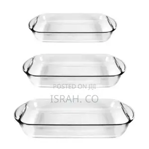 Pyrex 3 Piece Rectangle Glass Bakeware Dishes Bowls Set-