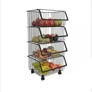 Metallic Pantry Storage Bin Rack Organizer Trolley