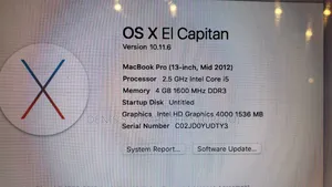 Laptop Apple MacBook 2012 8GB Intel Core I5 HDD 500GB