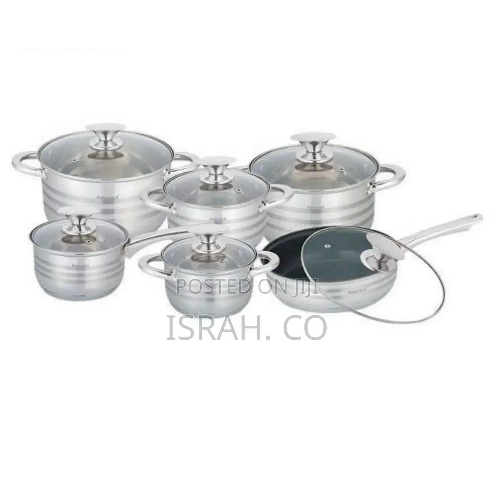 Kaisa Villa 12 Pc Stainless Cookware Pots and Frying Pan