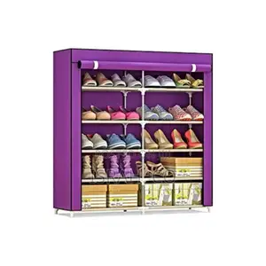 Storage Organizer, 36 Pairs Portable Double Row Shoe Rack