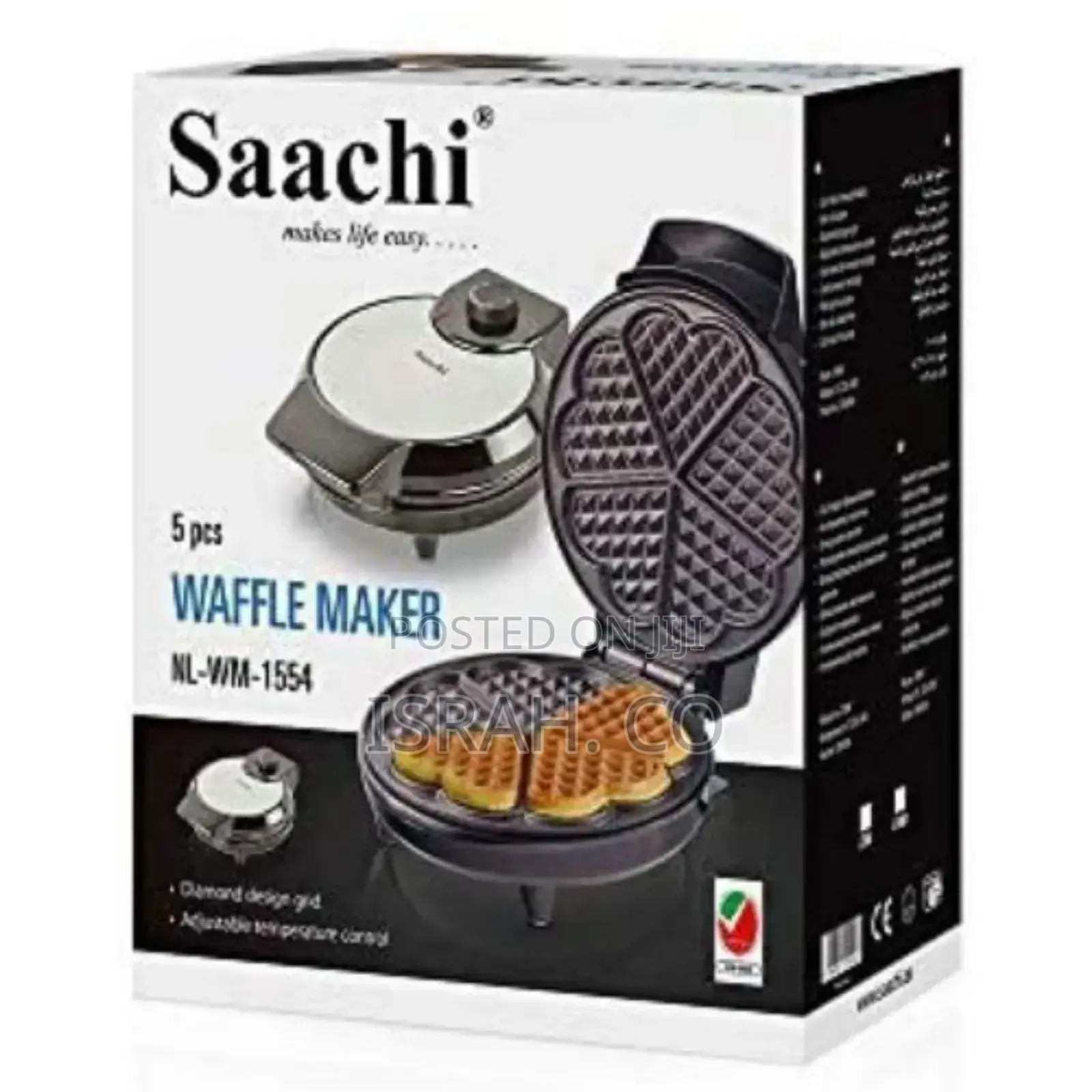 Saachi Waffle Maker With Mini Heart-Shaped Waffles Grill -
