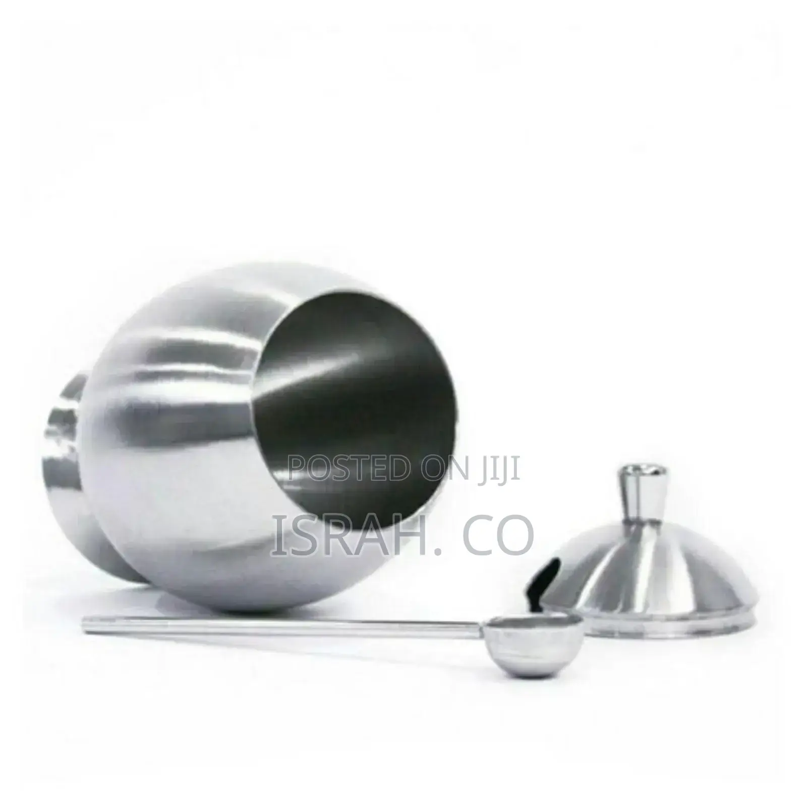 Egg Shapedmetallic Sugar Bowl Seasoning Pot With Spoonsilver