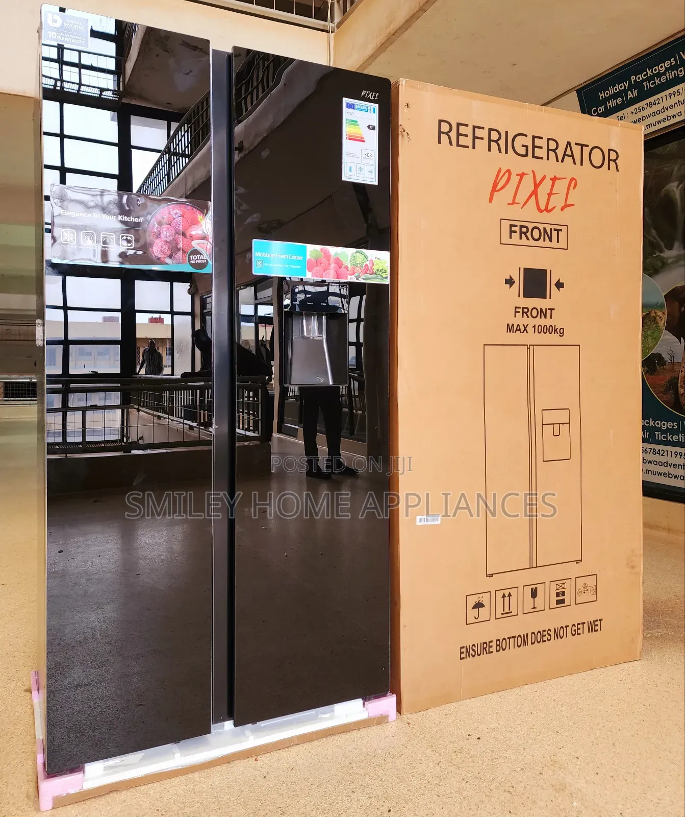 Pixels 670ltrs Black Mirror Finish Side by Side Fridge