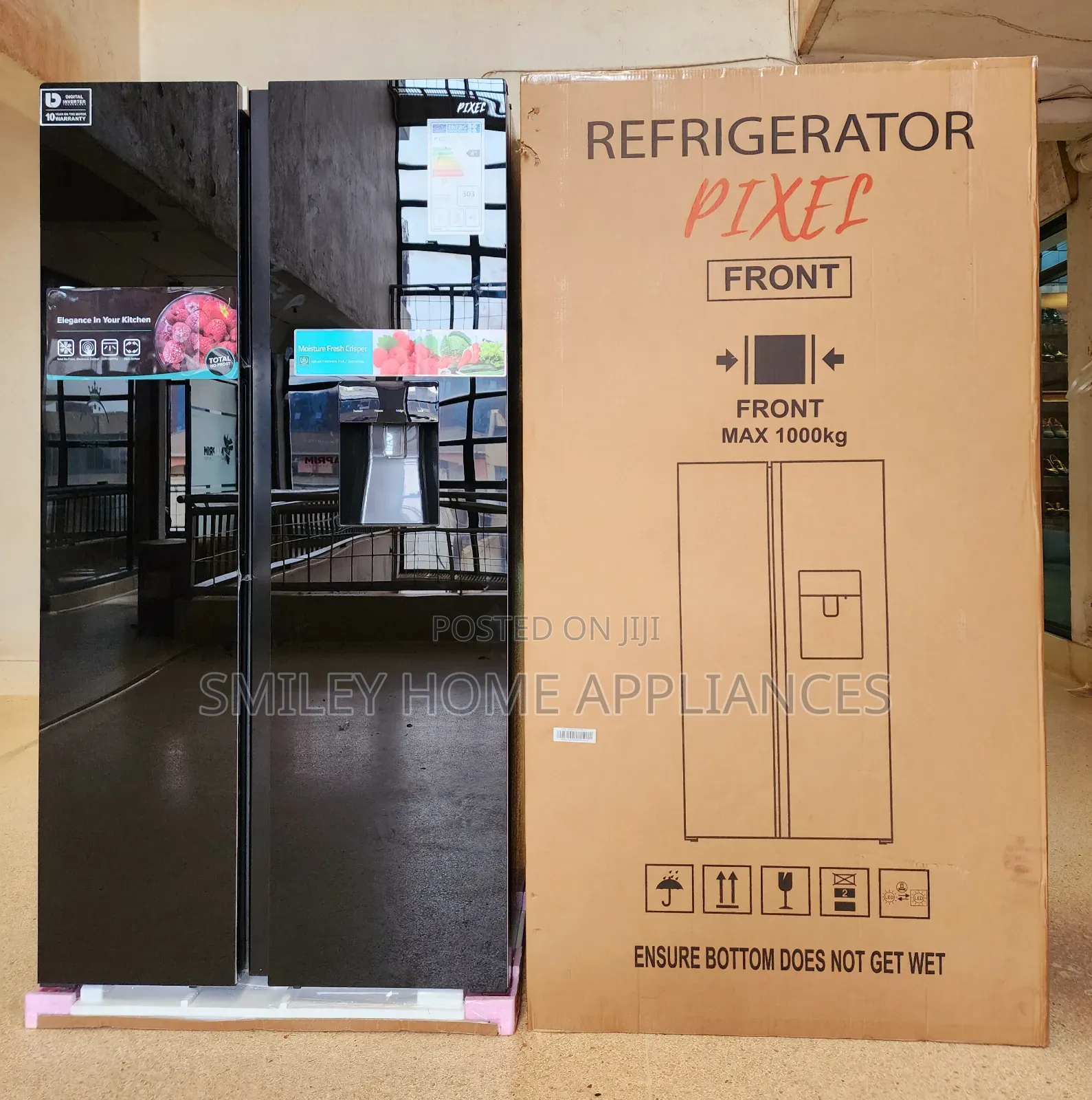 670ltrs Pixels Black Mirror Side by Side Refrigerator