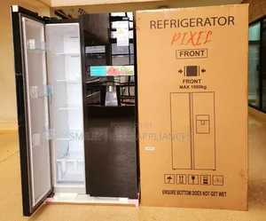 Pixels Side by Side 670ltrs Black Mirror Finish Refrigerator
