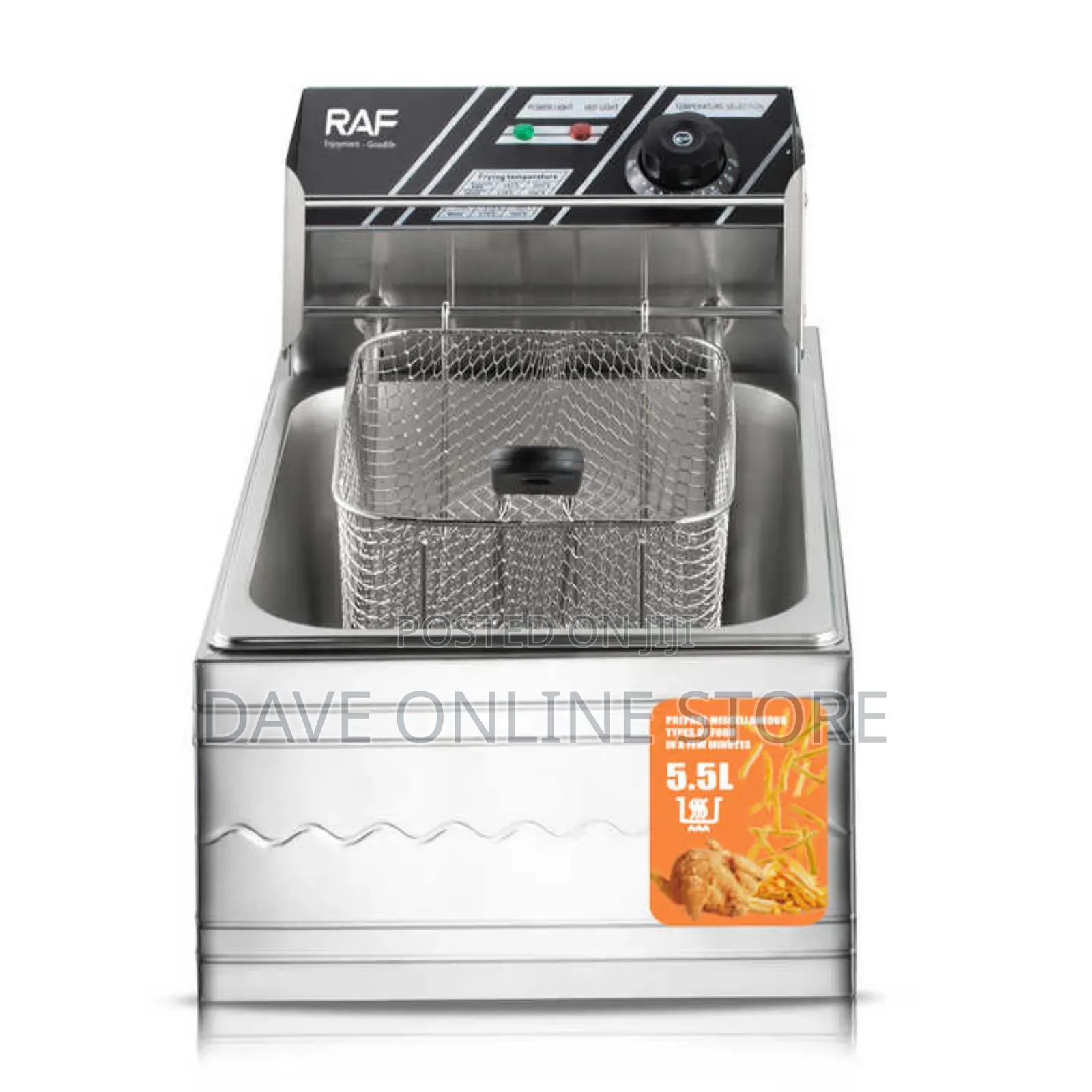RAF Thickened Stainless Steel Big Capacity 5.5L Deep Fryer
