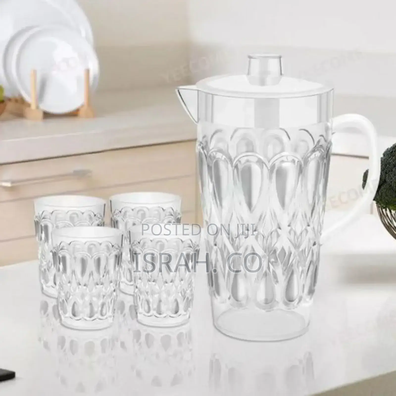 Plastic Jug With 5 Pieces Glasses Set