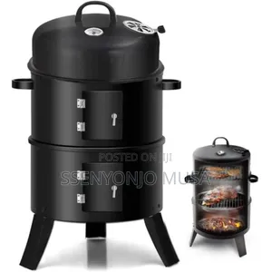 3-in-1 Charcoal Grill BBQ Smoker Oven - Black