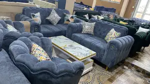 A Chesterfield Sofa in Sky Blue Readily Available.