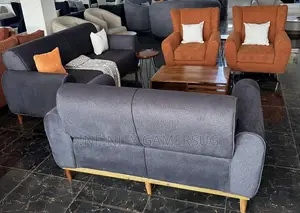 A Luxurious Sofa Set in Mixed Dark Grey Orange Available