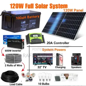 120W Full Solar System (120W Panel + 100ah Battery)