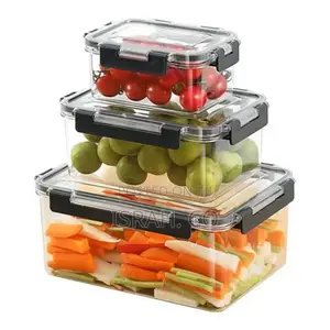 3-Piece Clearacrylic Sealedfood Storage Containers With Lids