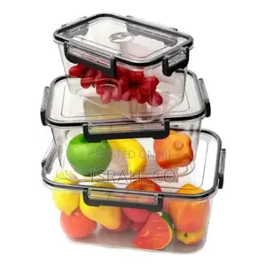 3-Piece Clearacrylic Sealedfood Storage Containers With Lids