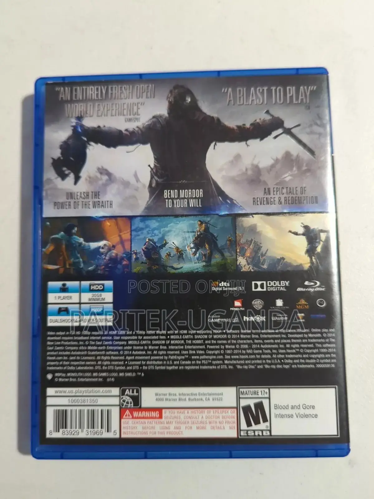 Used Ps4 Shadow of Mordor