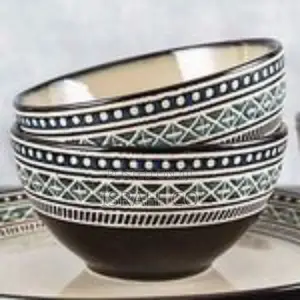 6 Piece Blue Dotted Stoneware Grain Salad Bowls