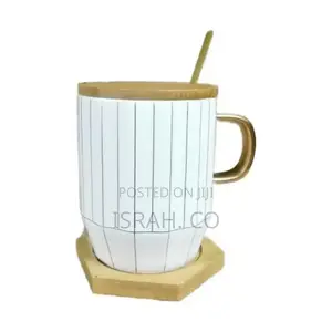 Breakfast Coffee Mug, Tea Cup Gift Set With Gold Spoon