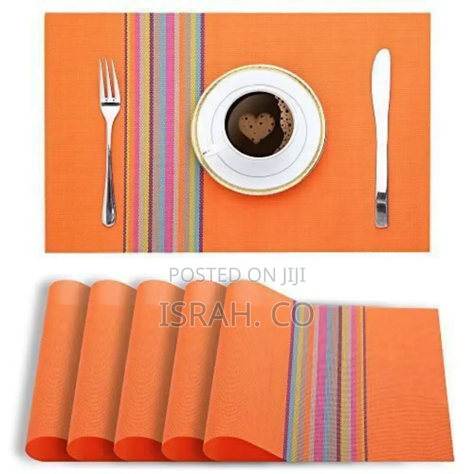 Table Mate 6 PCS Table Mats With a Runner - Orange