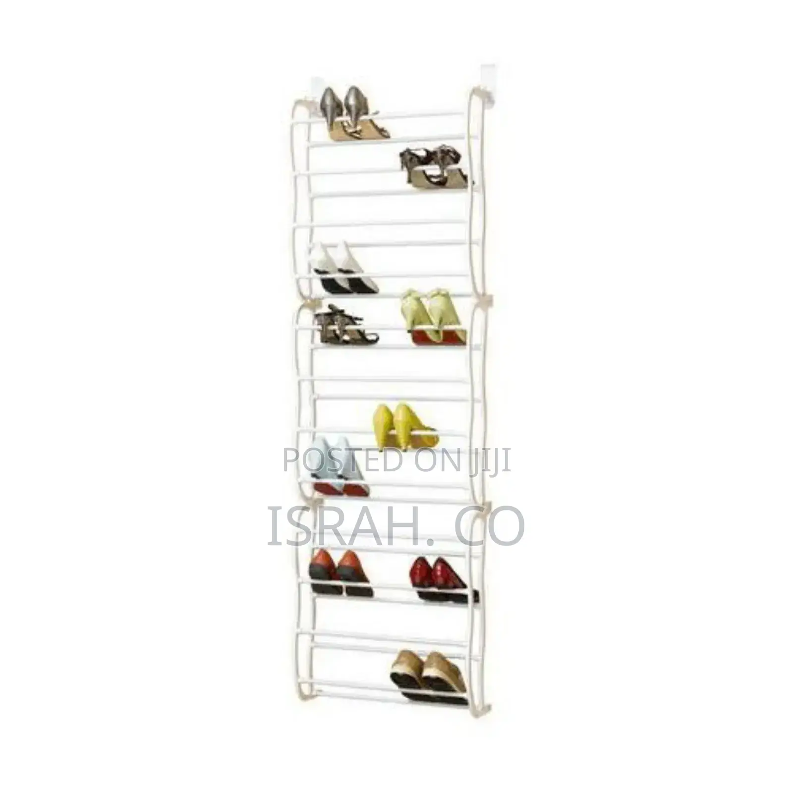 Metal Over the Door Shoe Rack Storage Organizer - White