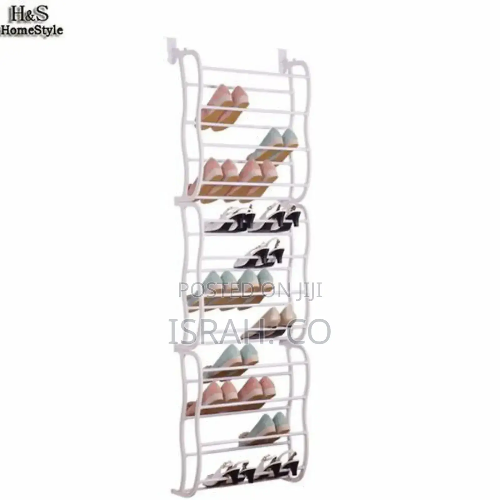 Metal Over the Door Shoe Rack Storage Organizer - White