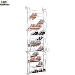 Metal Over the Door Shoe Rack Storage Organizer - White
