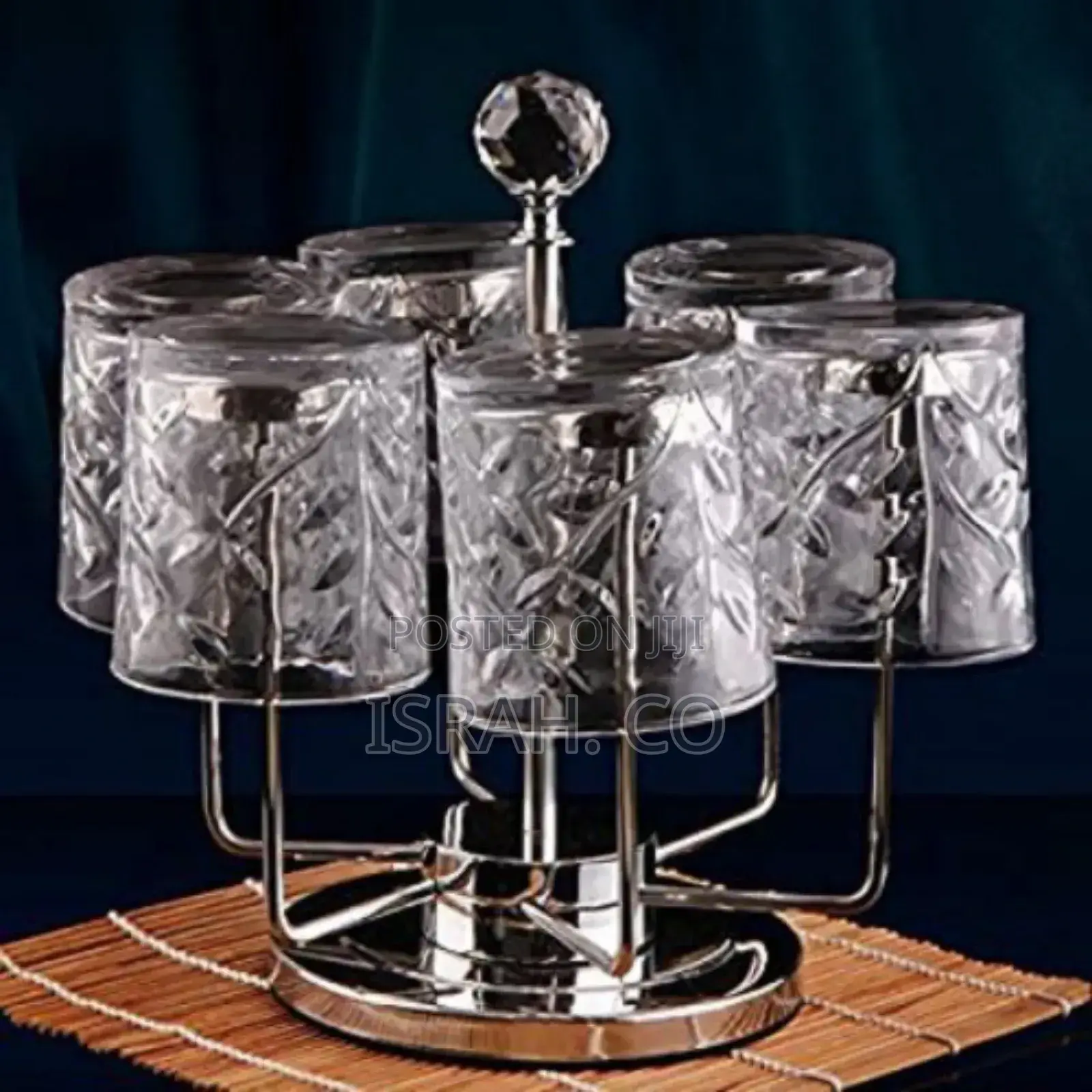 Rotating Stainless Steel 6 Glasses,Cups Holder Rack Stand -