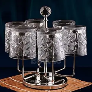 Rotating Stainless Steel 6 Glasses,Cups Holder Rack Stand -