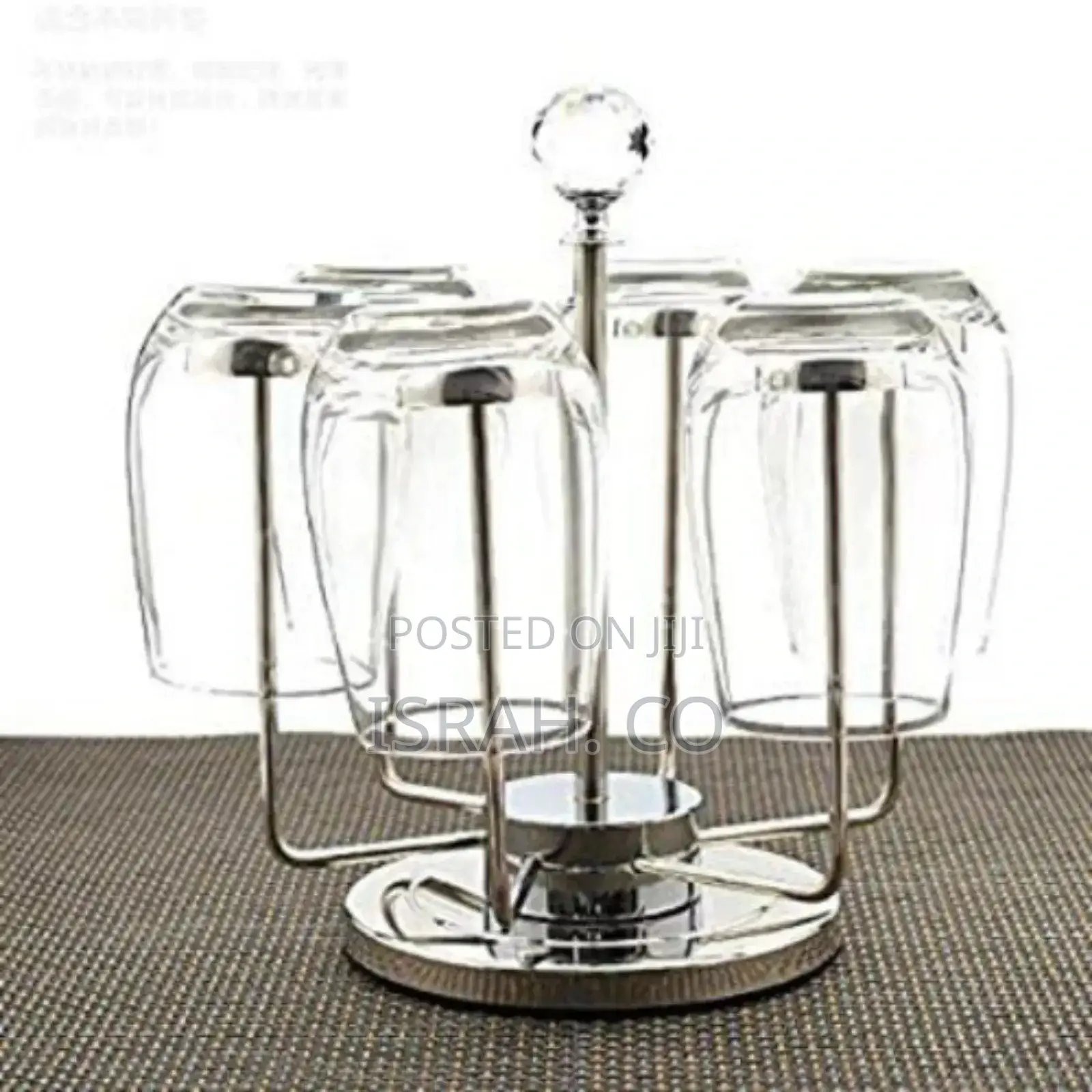 Rotating Stainless Steel 6 Glasses,Cups Holder Rack Stand -