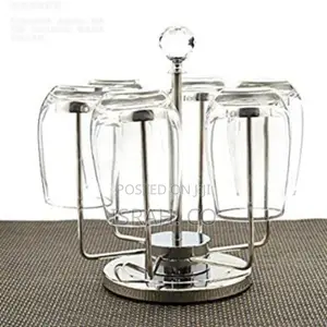 Rotating Stainless Steel 6 Glasses,Cups Holder Rack Stand -