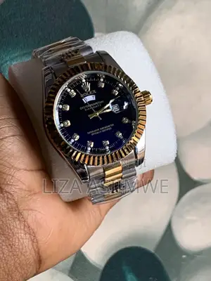 Double Colour Rolex Watch With a Black Dial