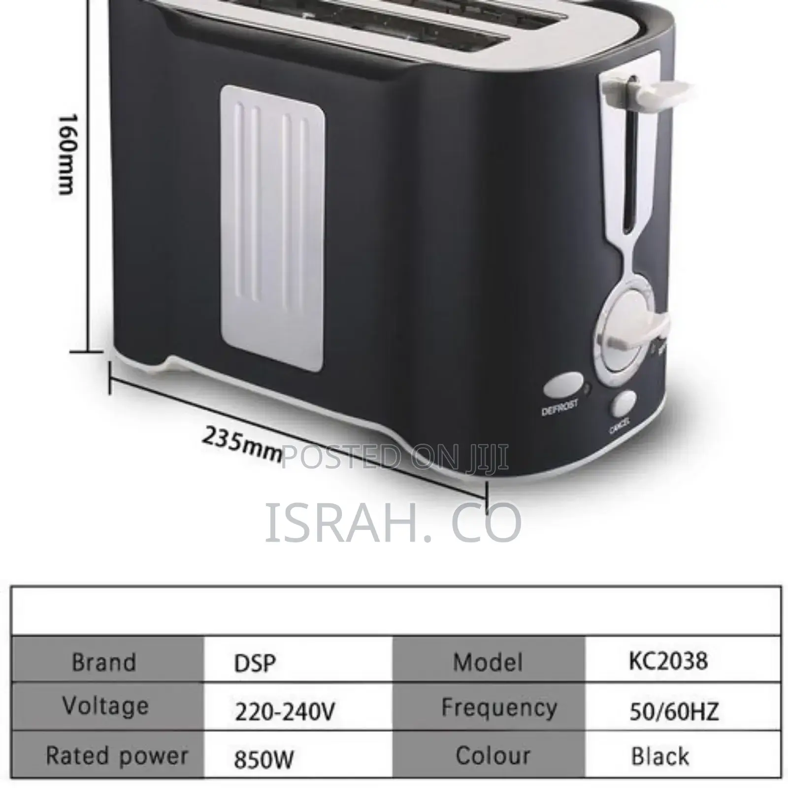 DSP Light Food 2 Slice Electric Breakfast Bread Toaster Oven
