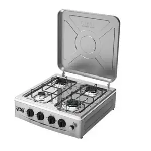 4 Burner Gas Stove Hob Cast Iron Gas Hob Cooker- Grey