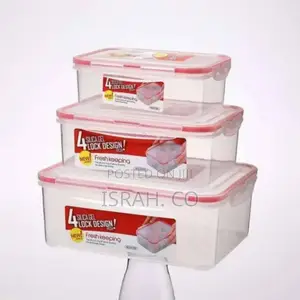 3 Pieces of Plastic Food Storage Container Boxes-Colourless.